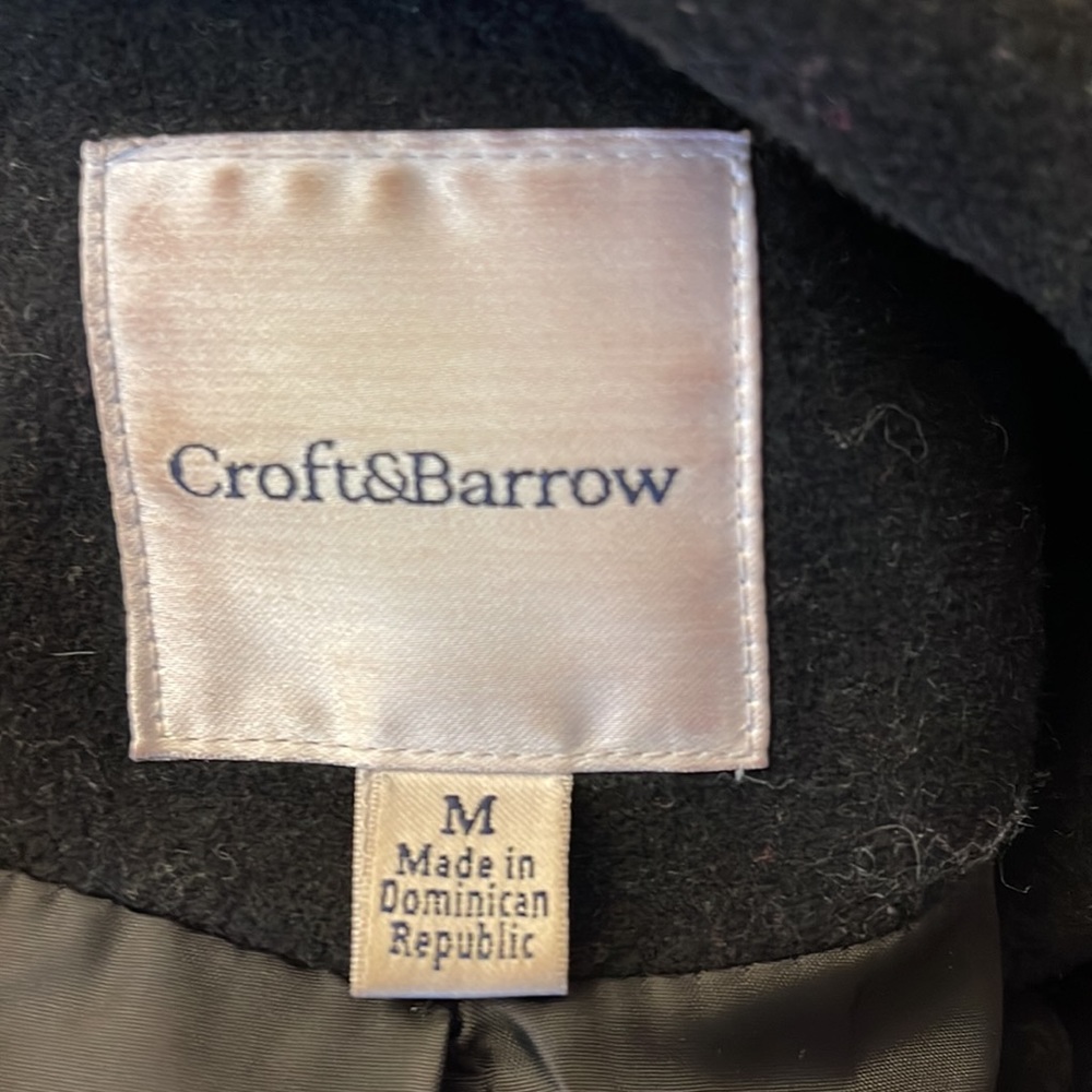Croft & Barrow Solid Black Double Breasted Wool B… - image 4